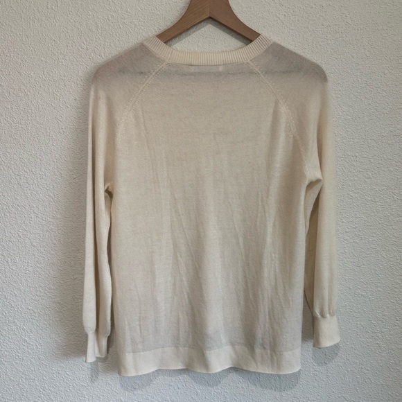 Frame Womens Medium 100% Cashmere Crew Neck Off White Casual Minimalist Sweater - Picture 8 of 11